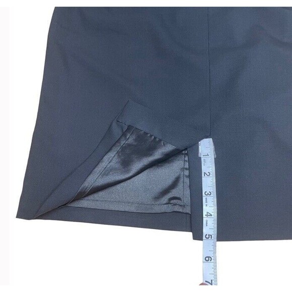 ELIE TAHARI Pencil Knee Skirt Black Wool Leather Tie-Waist Pockets Career 2 EUC - Picture 8 of 8